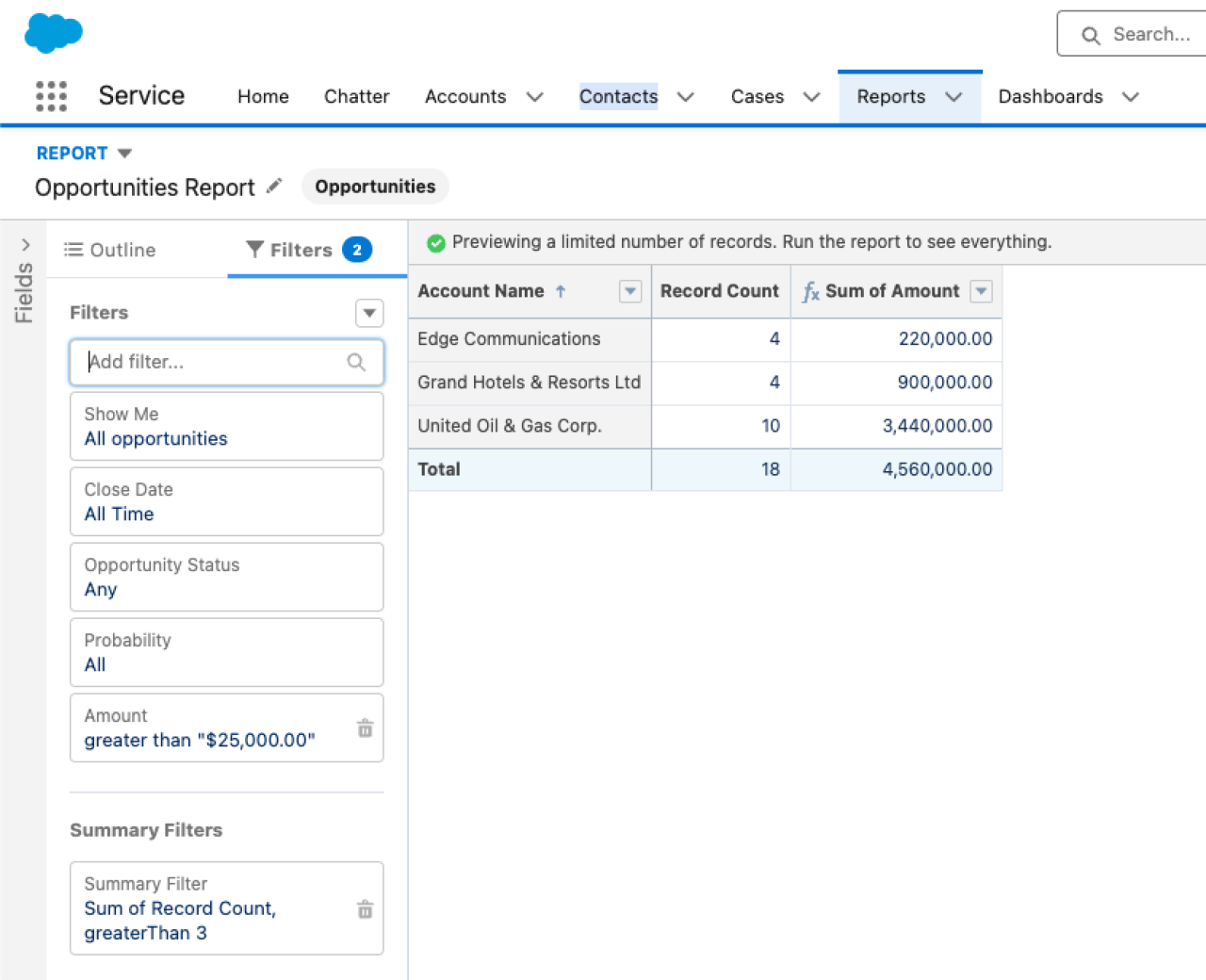 salesforce spring 24 filter summary.