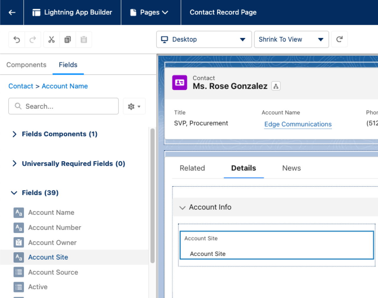 salesforce spring 24 related object fields account site.
