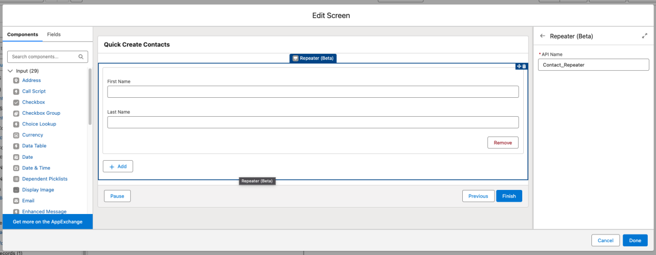 salesforce spring 24 repeater component.