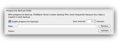 Progressive Backups - FileMaker 12