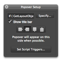 FileMaker Popover Settings