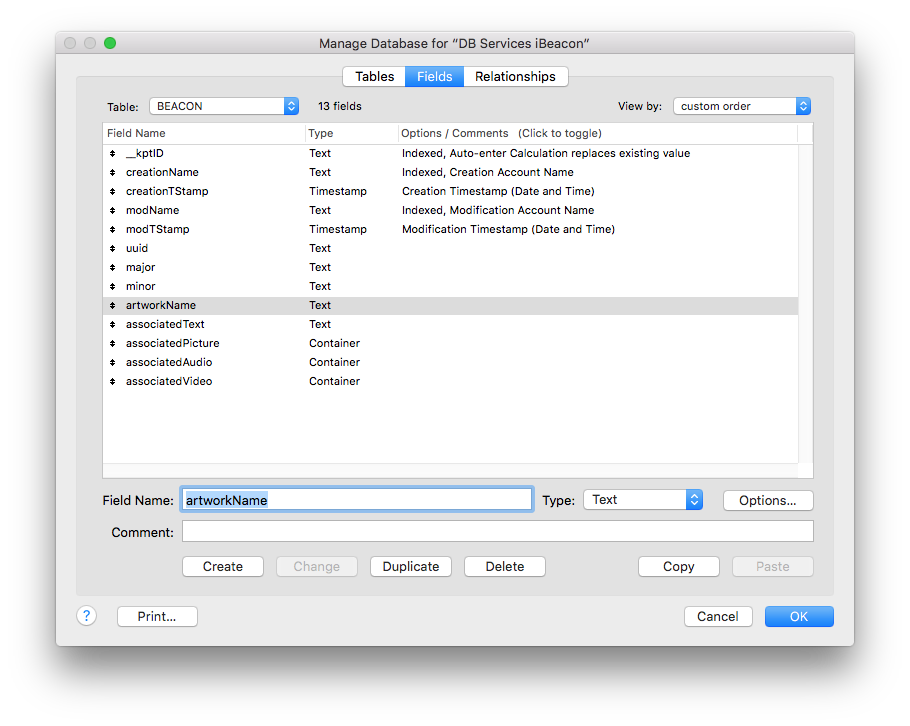 FileMaker Beacon Table