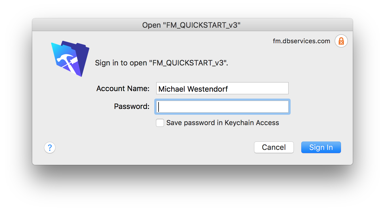 FileMaker Pro Security Credential