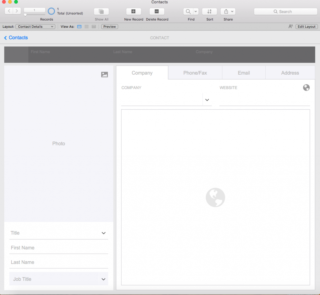 filemaker 17 contacts starter solution