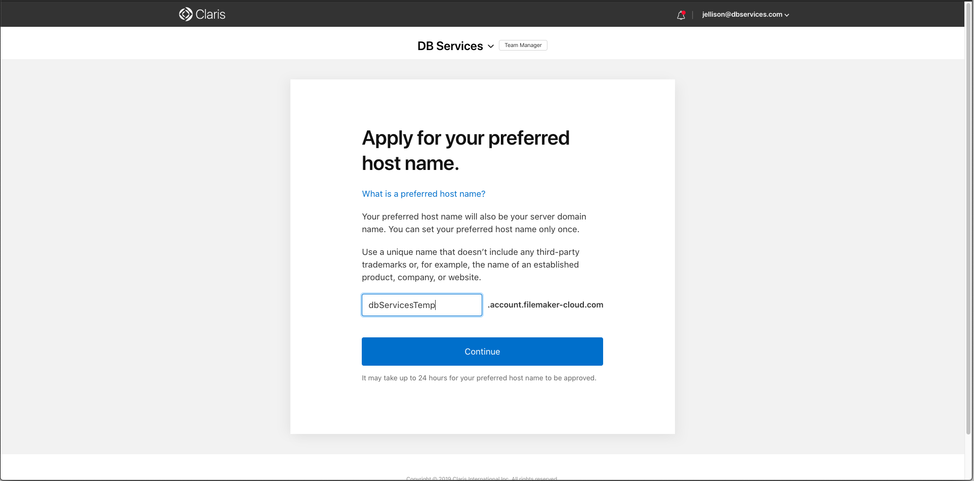 FileMaker Cloud Request Host Name
